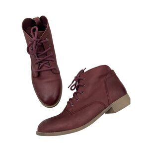 Steve Madden Women's Size 10 M Burgundy Leather‎ Lace-Up Ankle Boots